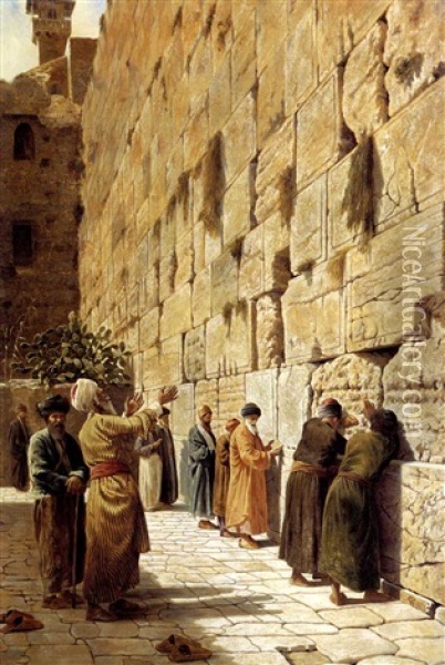The Wall Of Wailing - Jerusalem Oil Painting - Charles Robertson