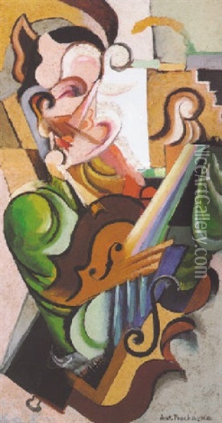 The Violinist Oil Painting - Antonin Prochazka