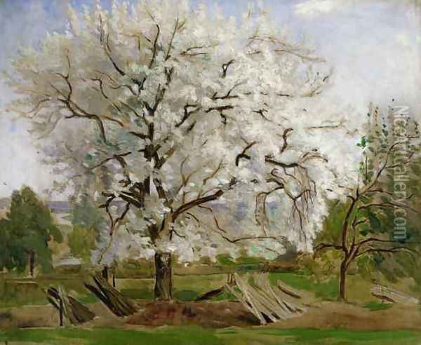 Apple Tree in Blossom Oil Painting - Carl Fredrik Hill