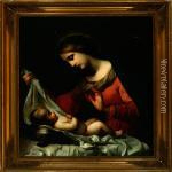 The Madonna Of The Veil Oil Painting - Carlo Dolci
