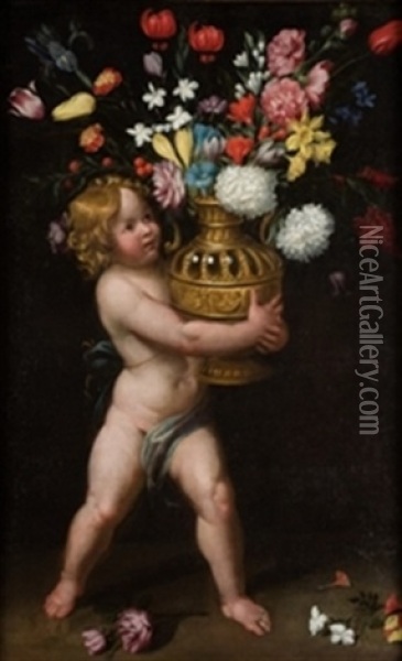 Nino Llevando Un Jarron, C.1629 Oil Painting - Juan Van Der Hamen Y Leon