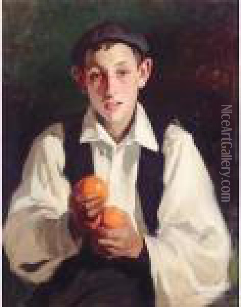 Boy With Oranges Oil Painting - Julio Vila y Prades