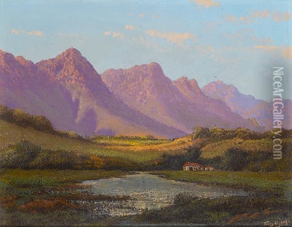 The Purple Mountains Oil Painting - Tinus De Jong