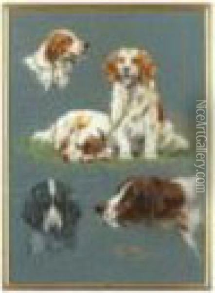 Sporting Dogs Oil Painting - Thomas Blinks