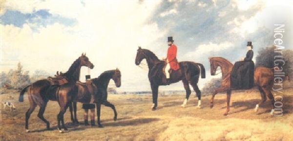 Edward And Dora Studd At Tedworth Oil Painting - Friedrich Wilhelm Keyl