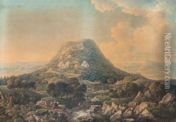 Vue Du Mont Thabor En Galilee Prise Du Cote Du Chemin De Nazareth Oil Painting - Louis Francois Cassas