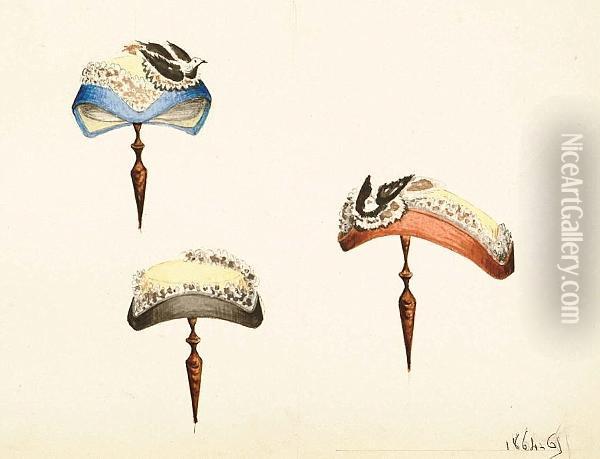Three Hat Designs Oil Painting - Auguste Felix