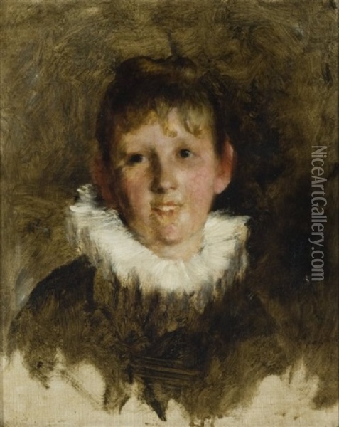 Portrait Of A Young Woman Oil Painting - Frank Duveneck