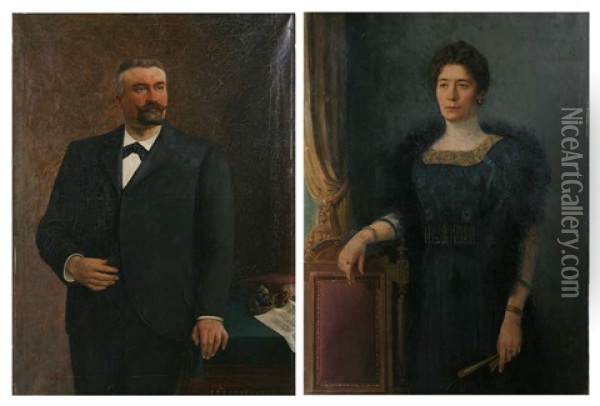 Portrait D'homme Et Portrait De Dame (pair) Oil Painting - Hubert Coeck