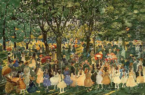 May Day Central Park Oil Painting - Maurice Brazil Prendergast