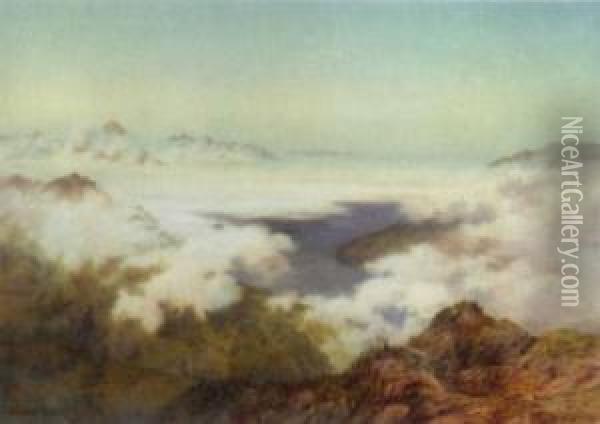 Early Morning From The Schynuge Platte Oil Painting - Arthur Croft