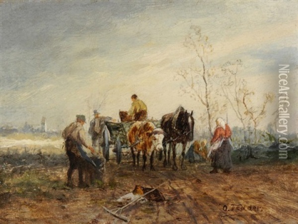 Bauern Bei Der Ernte Oil Painting - Otto Fedder