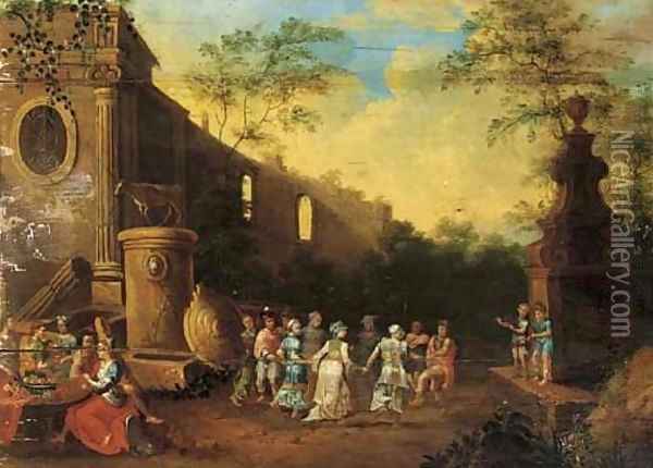 Merrymaking by the ruins Oil Painting - Cornelis Van Poelenburch