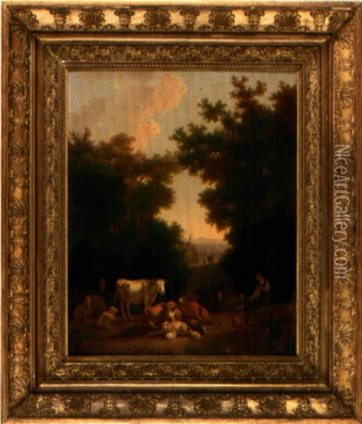 Repos De La Bergere Et Son Troupeau Imag Oil Painting - Jean-Baptiste de Jonghe