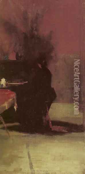 Woman at the Piano Oil Painting - Tom Roberts