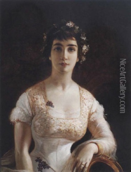 Portratt Av En Ung Italienska Oil Painting - Elisabeth Anna Maria Jerichau-Baumann