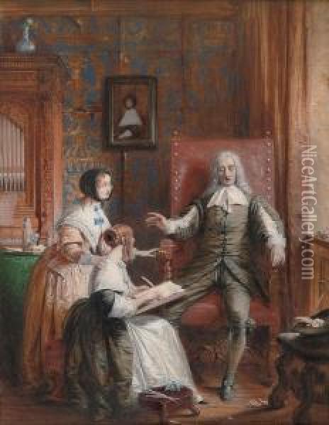 John Milton Dictating Paradise Lost To His Daughter Oil Painting - Joseph Nash