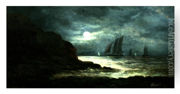 Nocturnal Seascape Oil Painting - Frederick Rondel