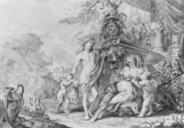 Bacchus Und Ariadne Oil Painting - Gijsbert Andriesz Verbrugge