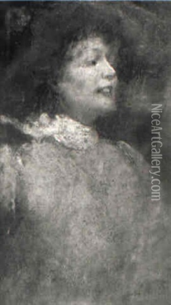 Portrat Einer Dame In Weisser Bluse Oil Painting - Albert von Keller
