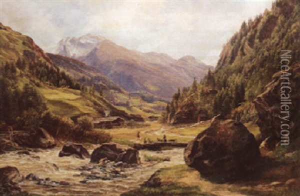 Am Weg Von Heiligenblut Zur Pasterze Oil Painting - Anton Schiffer