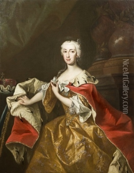 Ritratto Dell'arciduchessa Maria Anna Di Austria Oil Painting - Johann Gottfried Auerbach