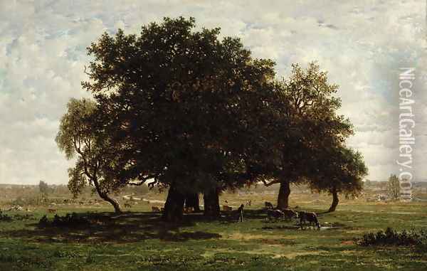 Holm Oaks, Apremont, 1850-52 Oil Painting - Theodore Rousseau