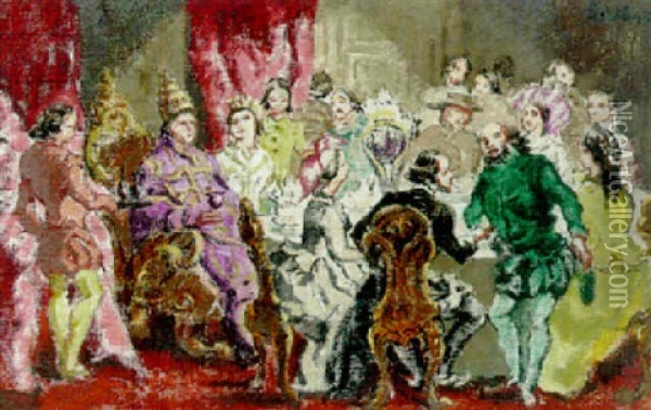 Figures In Fancy Dress At A Banquet Oil Painting - Walter Sickert