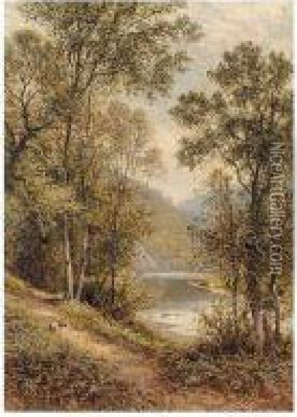 Path On The River Bank Oil Painting - Alfred I Glendening