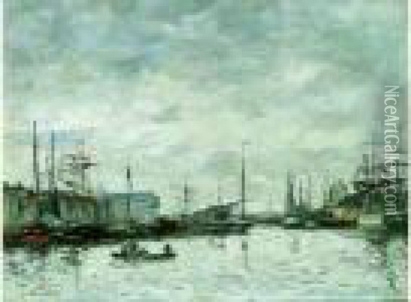 Fecamp Le Bassin Vers 1892-1894 Oil Painting - Eugene Boudin