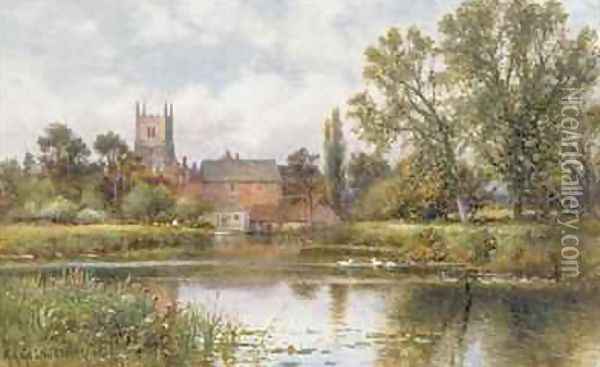 The Millpond Oil Painting - Alfred I Glendening