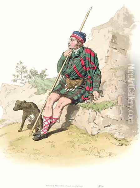 Highland Shepherd, from Costume of Great Britain published by William Miller, 1805 Oil Painting - William Henry Pyne