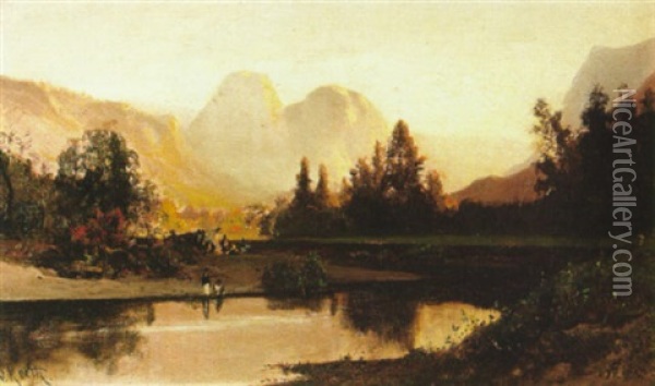 Landscape With Figures Oil Painting - William Keith