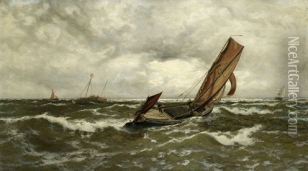 Bound For The Thames Oil Painting - Thomas Rose Miles