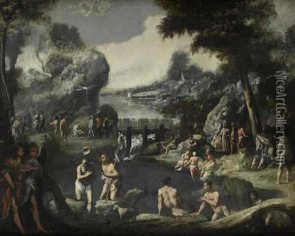 The Baptism Of Christ Oil Painting - Giovanni Andrea (il Mastelletta) Donducci