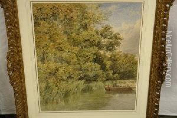A Quiet Corner Of Filby Broad Oil Painting - Charles Harmony Harrison