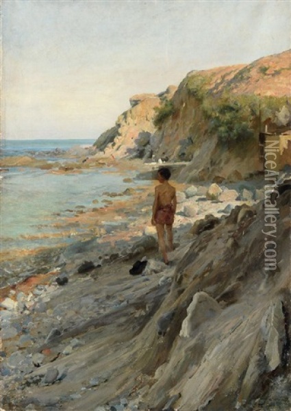 Marina (castiglioncello) Oil Painting - Ruggero Focardi