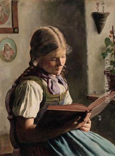 Lesendes Madchen In Der Stube Oil Painting - Emil Rau