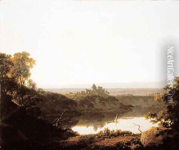 Lake Nemi with a view of Castel Gandolfo Oil Painting - Josepf Wright Of Derby