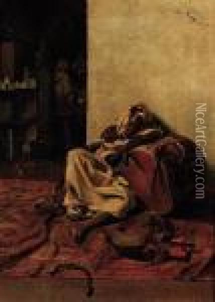 A Sleeping Arab Musician Oil Painting - Emile Claus