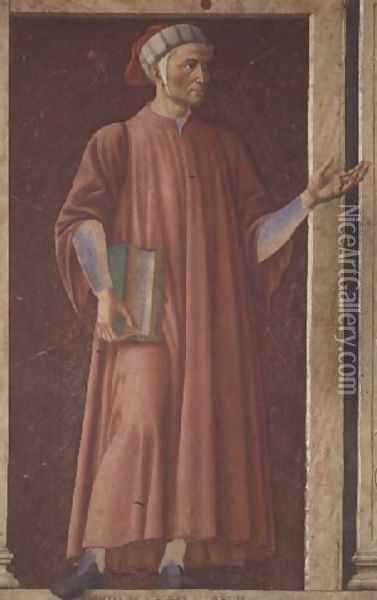Dante Alighieri (1265-1321) from the Villa Carducci series of famous men and women, c.1450 Oil Painting - Andrea Del Castagno