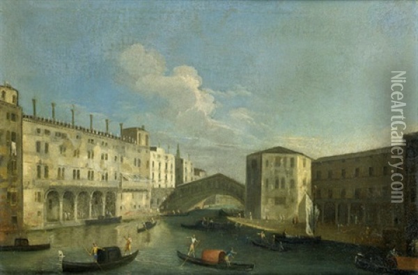 Der Canale Grande Mit Der Rialtobrucke Oil Painting - Bernardo Bellotto