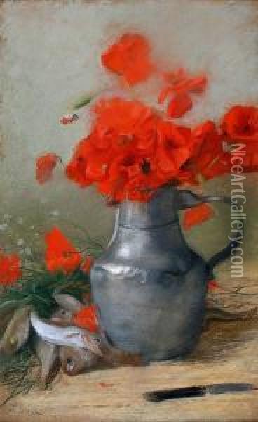 Bouquet Decoquelicots Dans Un Pichet Oil Painting - Ernest Ange Duez