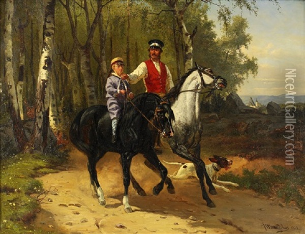 Ridturen Oil Painting - Bengt-Johan-Gustaf Brandelius