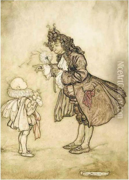 When Her Majesty Wants To Know The Time Oil Painting - Arthur Rackham
