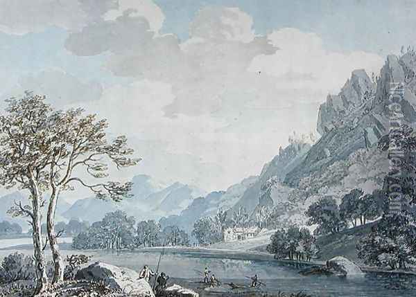 View of Ullswater from Pooley Bridge Oil Painting - Thomas Sunderland
