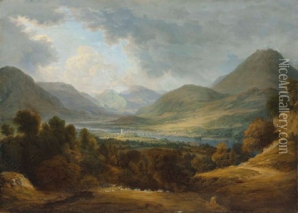 View Of Llangollen, Wales Oil Painting - John Glover