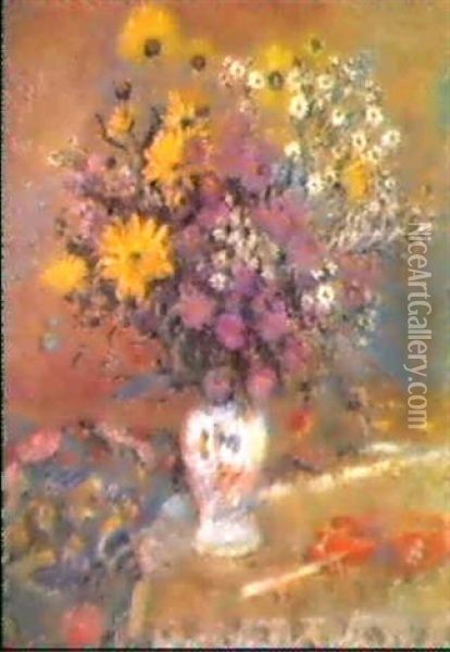 Vase De Fleurs Oil Painting - Georges Lemmen