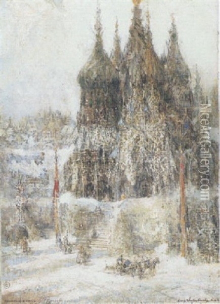Towers Of Sain Basil, Moscow Oil Painting - George Wharton Edwards