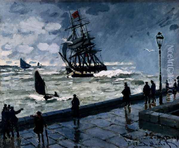 The Jetty Of Le Havre In Rough Westher Oil Painting - Claude Oscar Monet